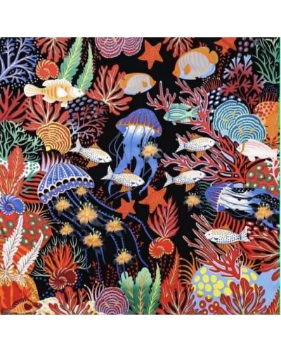 Grand foulard soie (130 x 130 cm) Méduses Multicolores