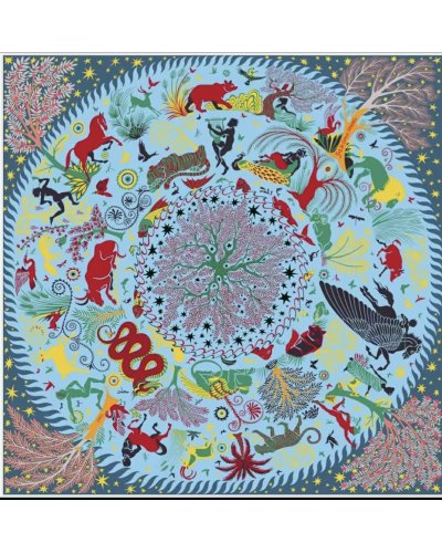 Foulard "ZODIAQUE" Bleu 90 X 90 cm