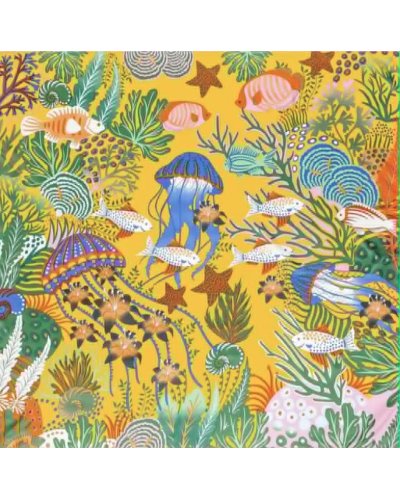 Grand Foulard "Méduse" JAUNE 130 x 130 cm Soie