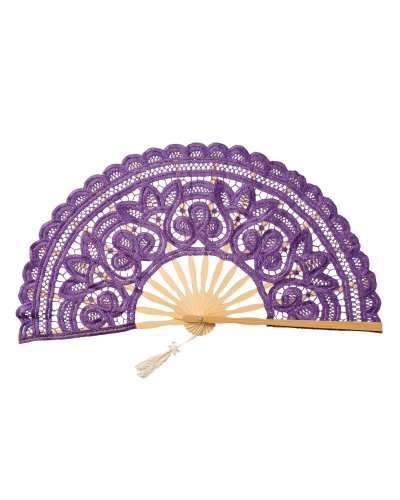 Éventail Brodé en Dentelle VIOLET