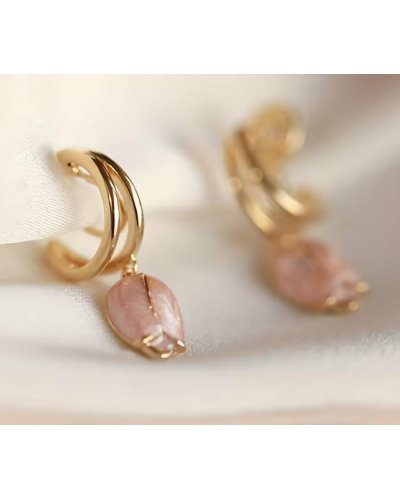 Boucles d’oreilles créoles tulipe rose