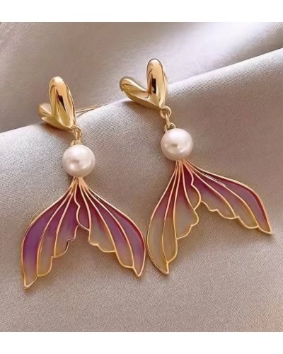 Boucles d'oreilles Queue de poisson rose