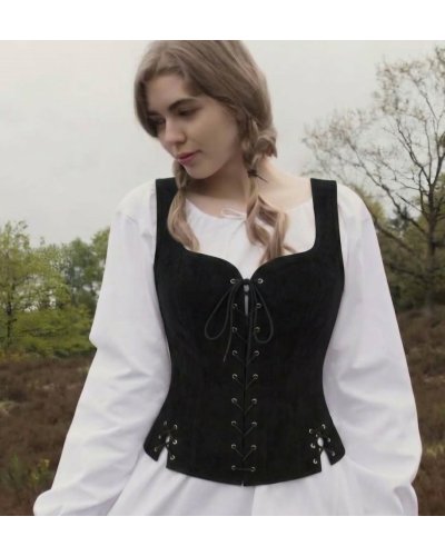 Corset bustier médiéval "SIBYLLE" noir