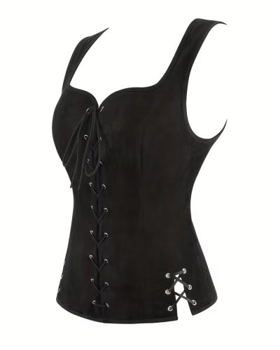 Corset bustier médiéval "SIBYLLE" noir