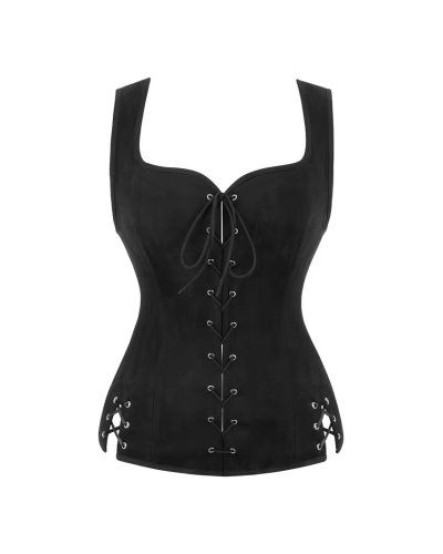 Corset bustier médiéval "SIBYLLE" noir