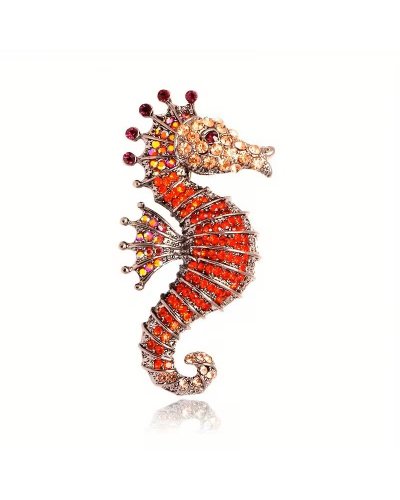 Broche Hippocampe rouge