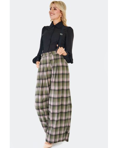 Pantalon à bretelles "Plaid" VOODOO VIXEN