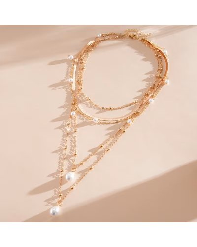 Collier 5 rangs et perles