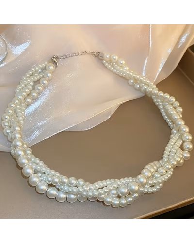 Collier ras du cou perles