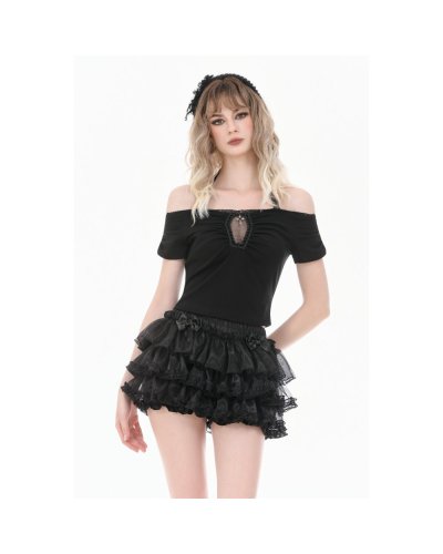 Crop top romantique sombre avec lien en dentelle et découpe au dos DARKINLOVE