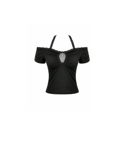 Crop top romantique sombre avec lien en dentelle et découpe au dos DARKINLOVE