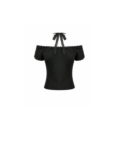 Crop top romantique sombre avec lien en dentelle et découpe au dos DARKINLOVE