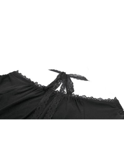Crop top romantique sombre avec lien en dentelle et découpe au dos DARKINLOVE