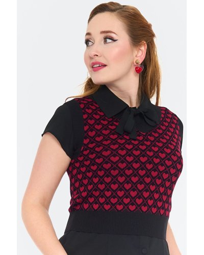 Gilet Spencer 60's à Motif Cœurs Voodoo Vixen