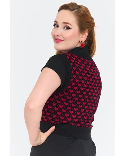 Gilet Spencer 60's à Motif Cœurs Voodoo Vixen