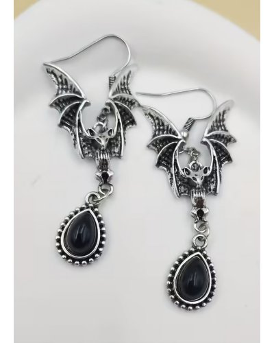 Boucles d'oreilles Chauve souris  goutte noire