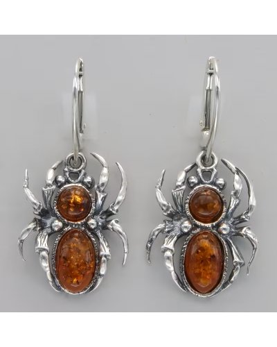 Boucles d'oreilles Araignée marron