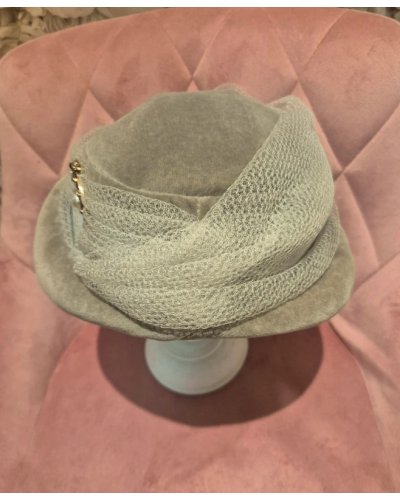 " FRIPERIE VINTAGE " ! Chapeau vintage en velours Gris
