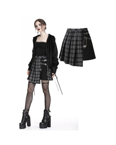 Jupe plissée à carreaux punk "AVELINA" DARKINLOVE