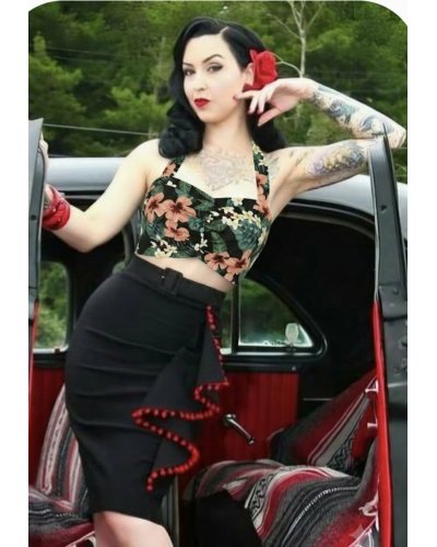 crop top Green Harper tropical tiare BANNED RETRO