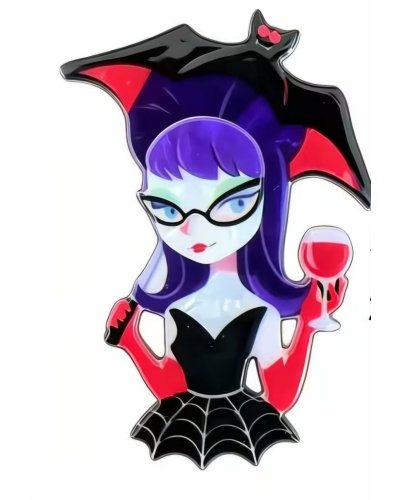 BROCHE  acrylique parapluie chauve-souris