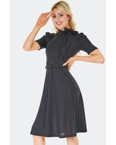 Robe évasée à pois et col noué VOODOO VIXEN