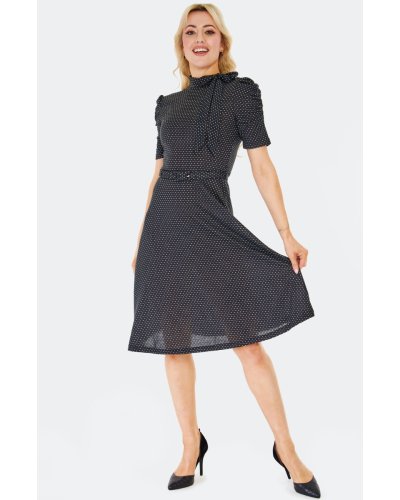 Robe évasée à pois et col noué VOODOO VIXEN