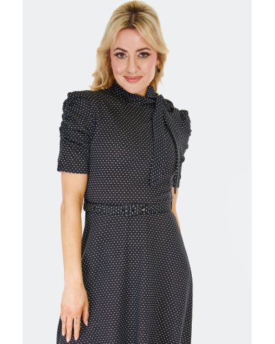 Robe évasée à pois et col noué VOODOO VIXEN