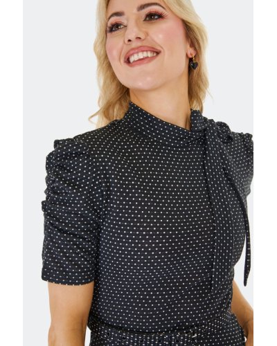 Robe évasée à pois et col noué VOODOO VIXEN