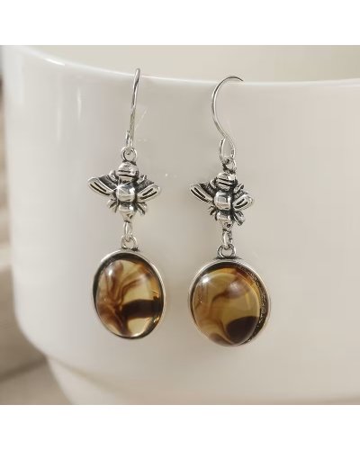 Boucles d'oreilles  Abeille argent