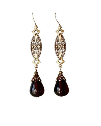 boucles d'oreilles Goutte bordeaux