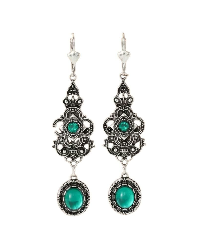 Boucles d'oreilles pendantes vertes rétro