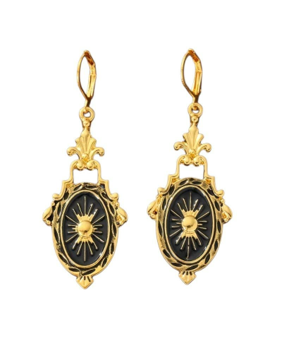 Boucles d’oreilles rétro noire et or