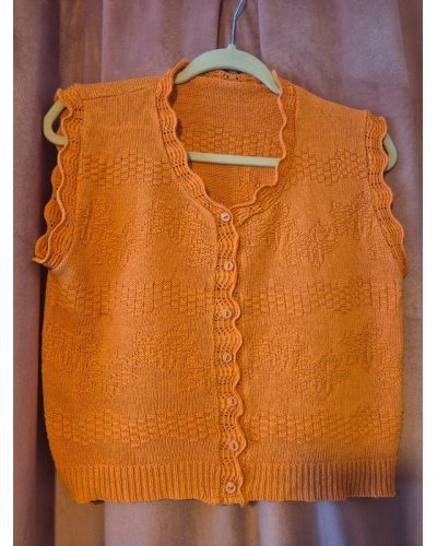 «FRIPERIE VINTAGE» Cardigan sans manche orange