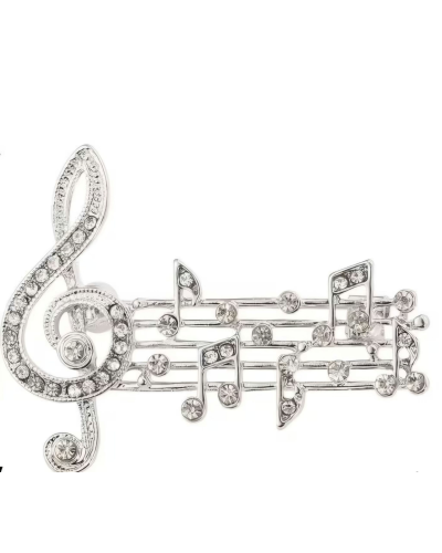 Broche note de musique strass