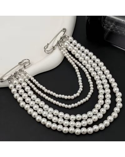 BROCHE Double perles 5 rangs