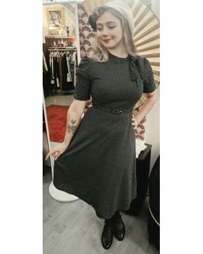 Robe évasée à pois et col noué VOODOO VIXEN